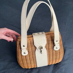 Kate Spade Avita Tisbury Creamy White Straw Basket Wicker Rattan